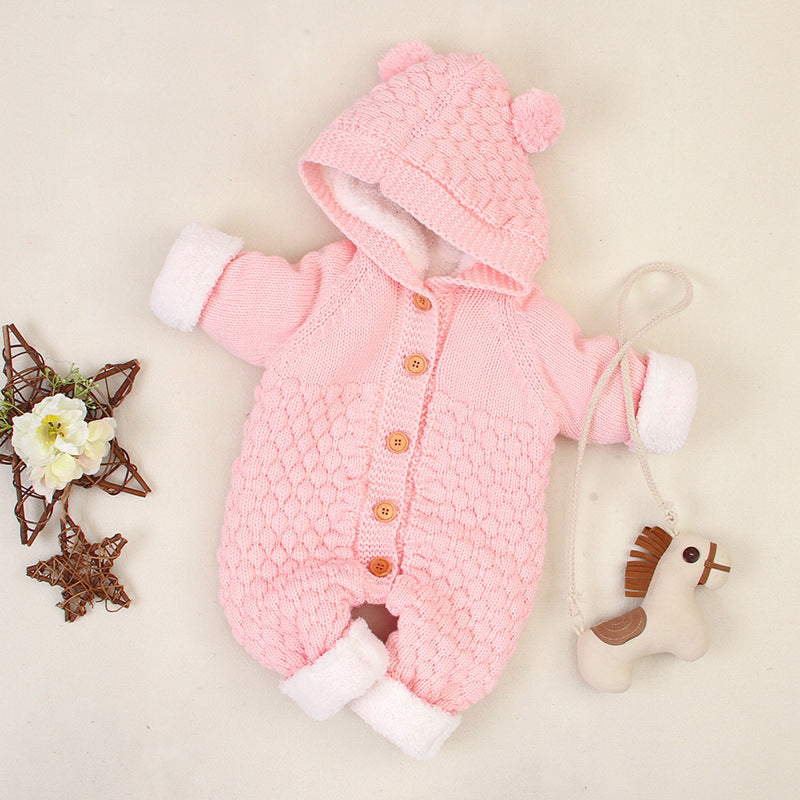 Baby warm knitted jumpsuit
