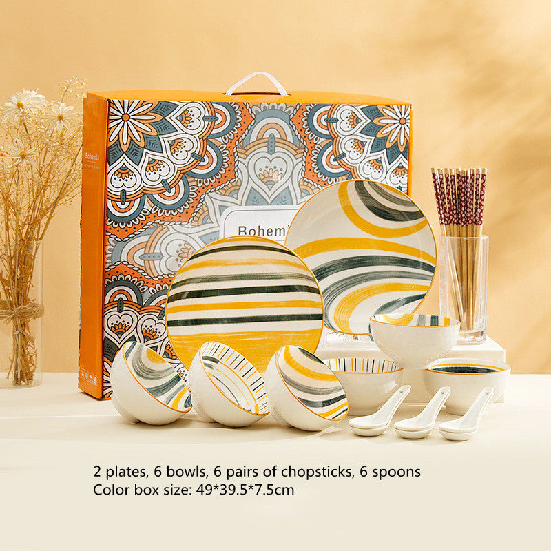 Bohemian style ceramic dinnerware set