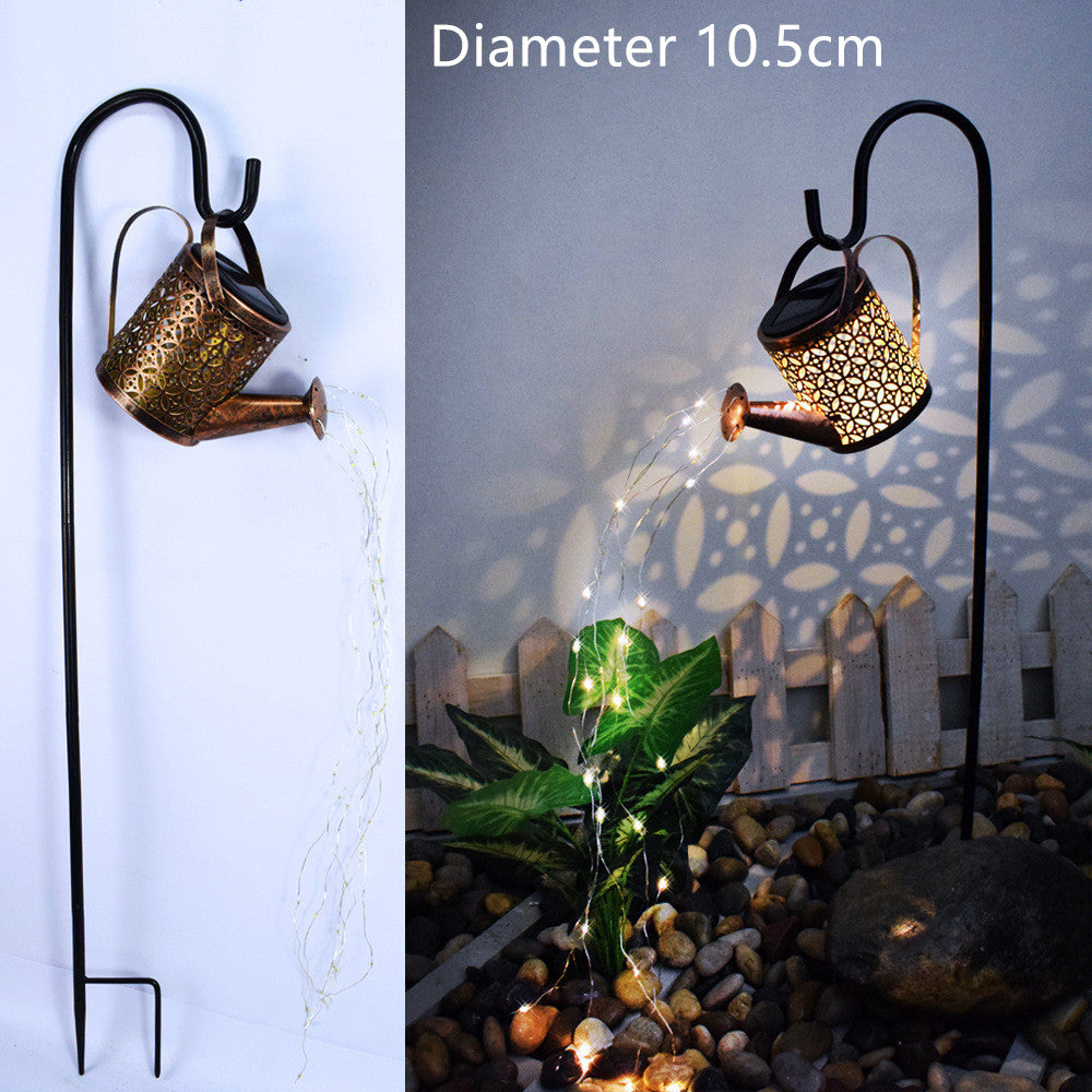 Solar outdoor light watering can