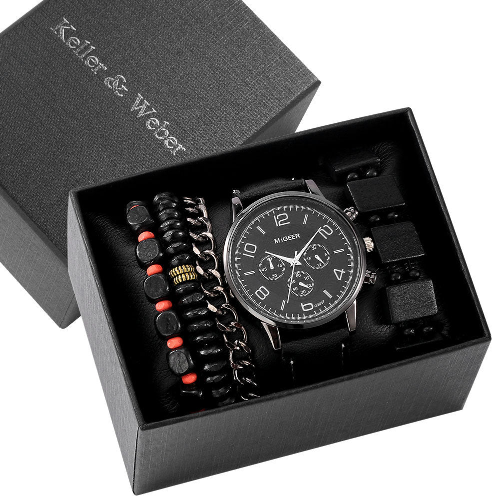 Masculine gift set watch and bracelet