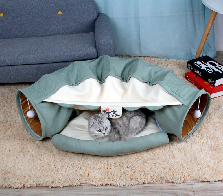 Cat tunnel bed for small cats