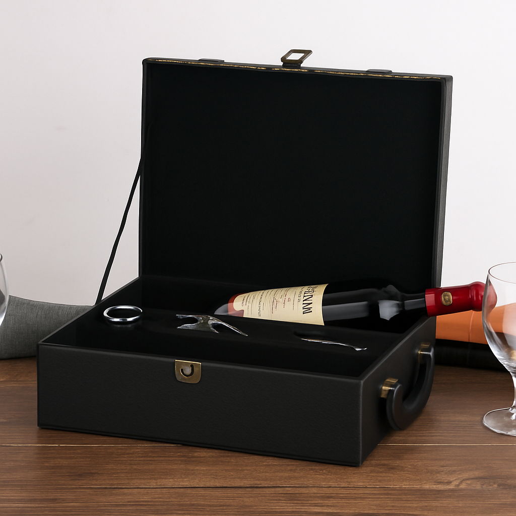 Handcrafted leather wine box
