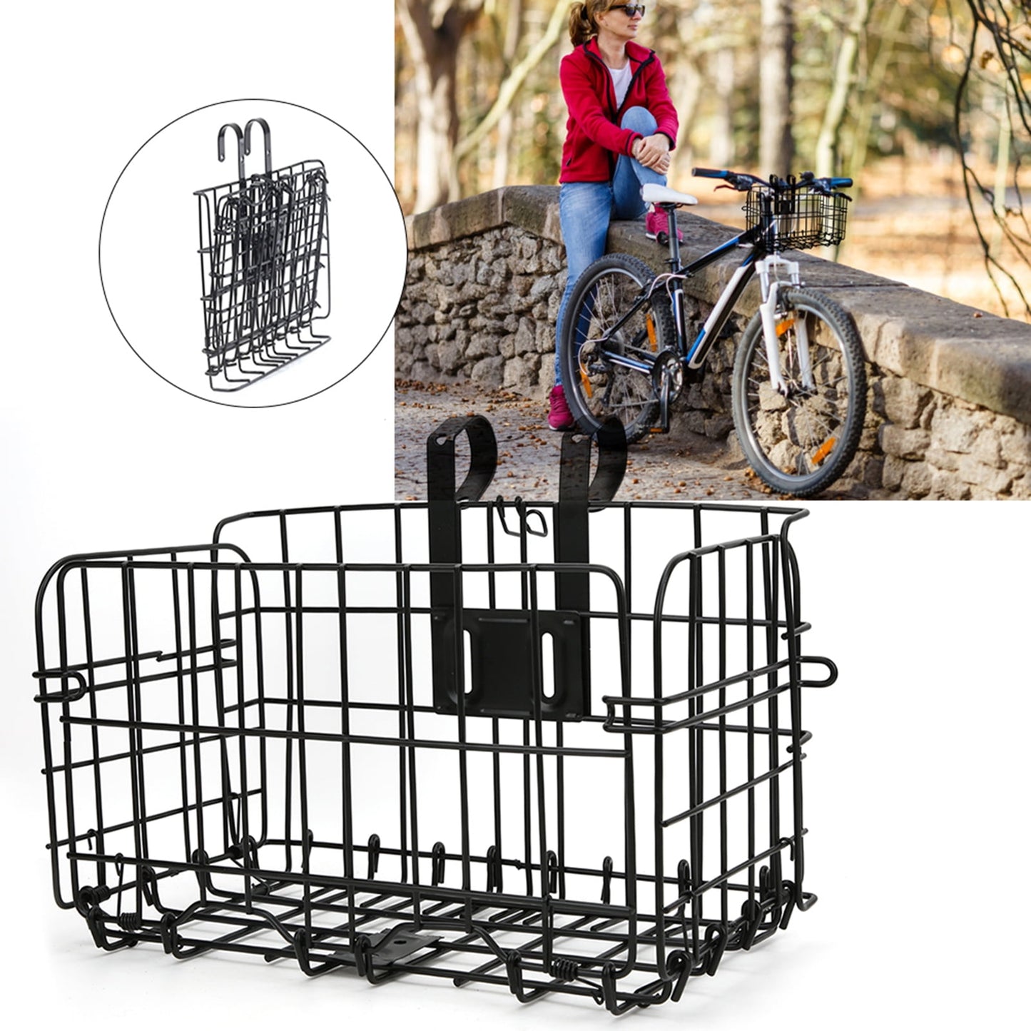 Folding basket for bicycle