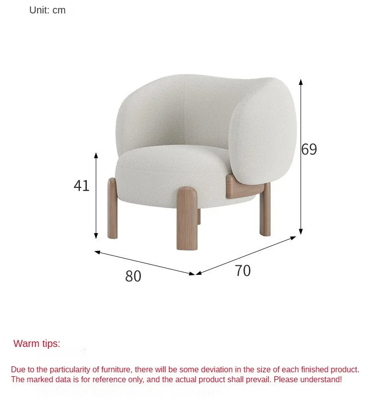 Single Sofa Chair for Living Room Furniture Upholstered Accent Chair Lambswool Fabric Lounge Chair Bedroom & Apartment Use