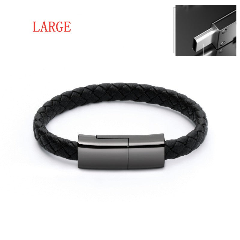 Leather bracelet with built-in charger