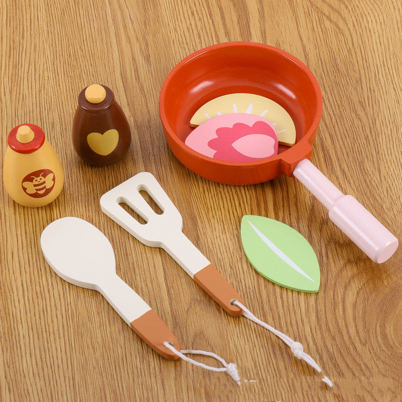 Wooden kids kitchen play set