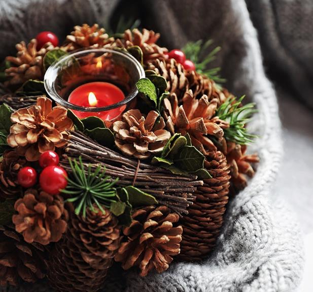 Christmas wreath with candle holder