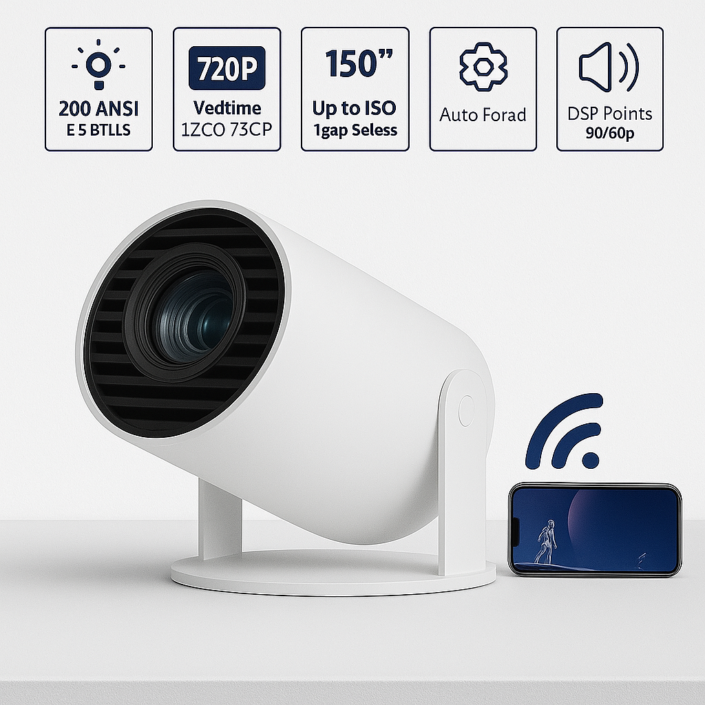 Portable projector 180 degree adjustable