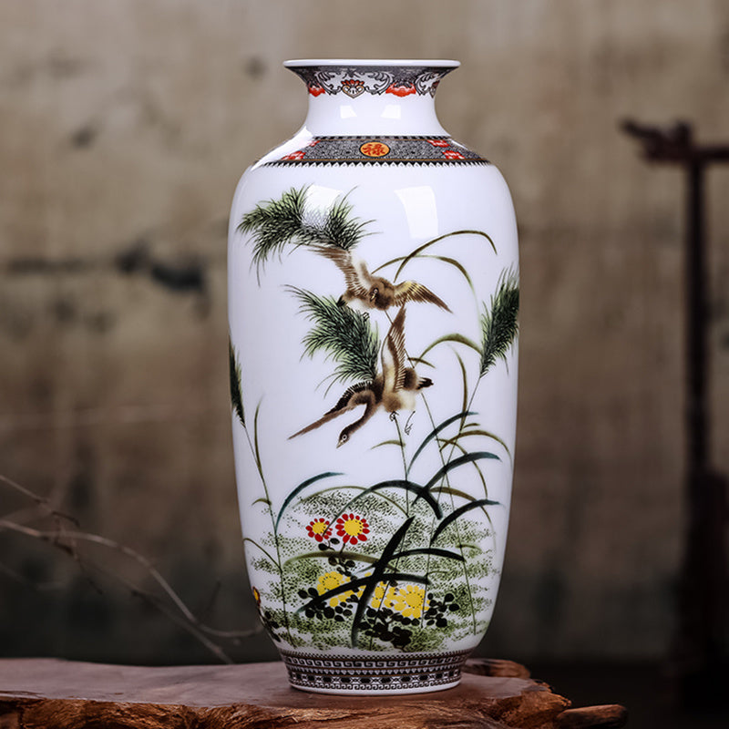 Hand painted Asian porcelain vase