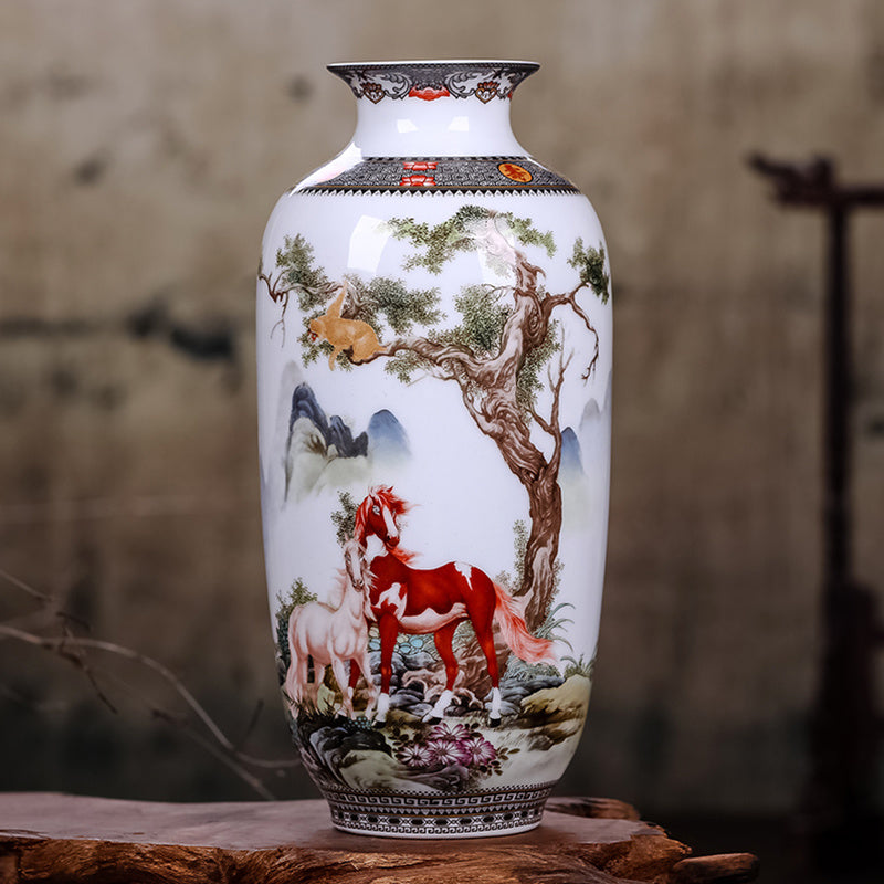 Hand painted Asian porcelain vase