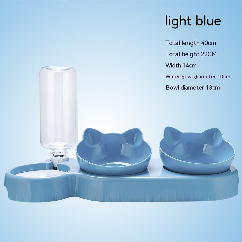 Water dispenser with food bowls for pets