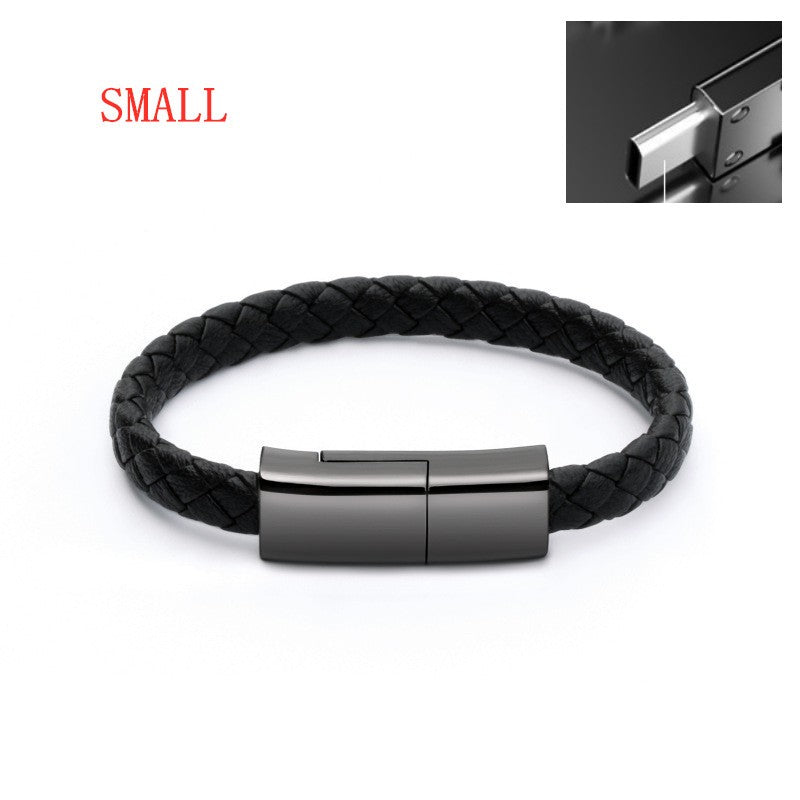 Leather bracelet with built-in charger