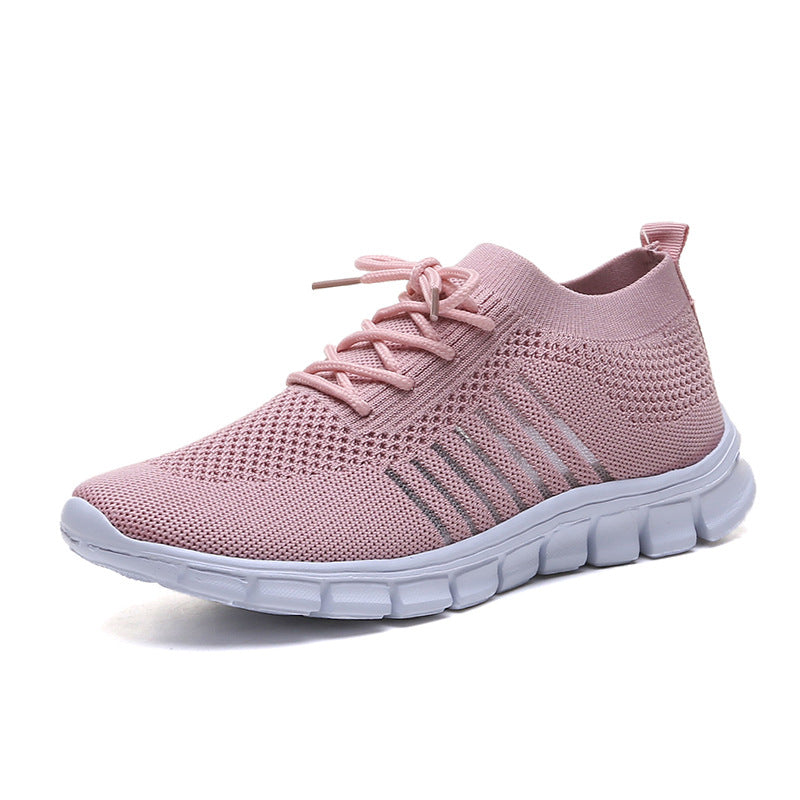 Breathable shoes for women Casual Ladies Shoes Breathable  Women Flying Knit Sports Shoes Flat Shoes