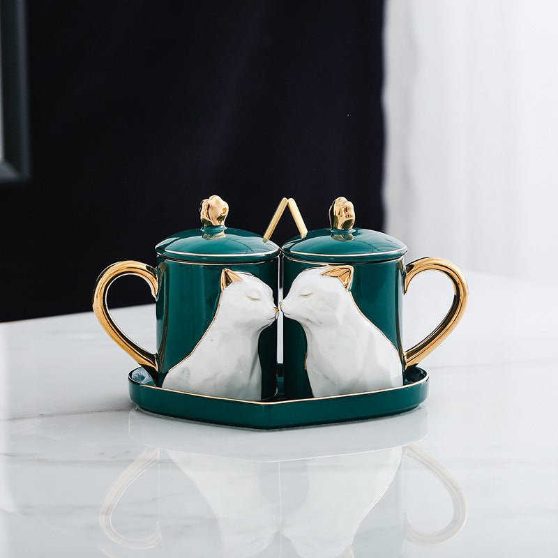 Couple mug set with tray