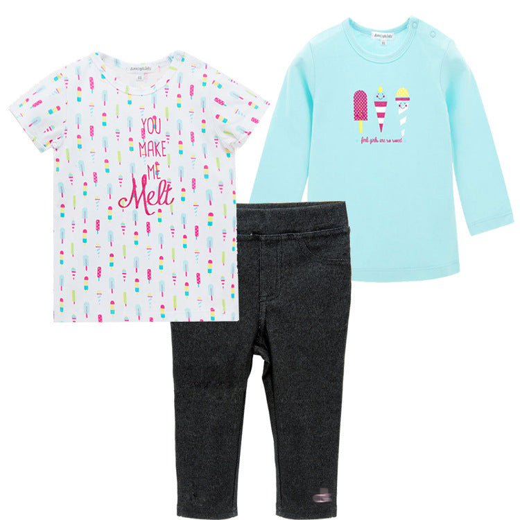 Lente En Somer Baba Klere Drie-stuk Romper Suit