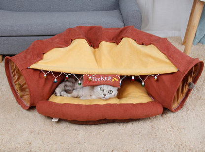 Cat tunnel bed for small cats