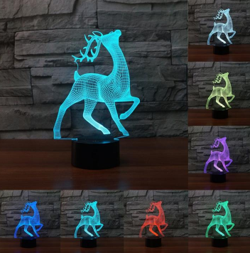 Night illusion led light 3D deer