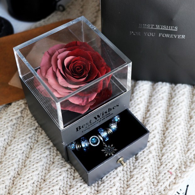 Jewelry box with eternal rose