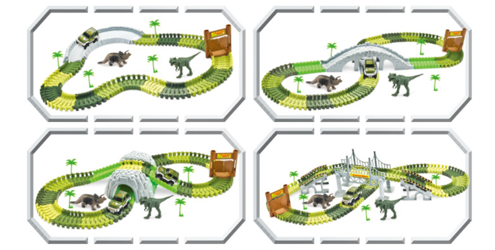 Electric toy car with tracks