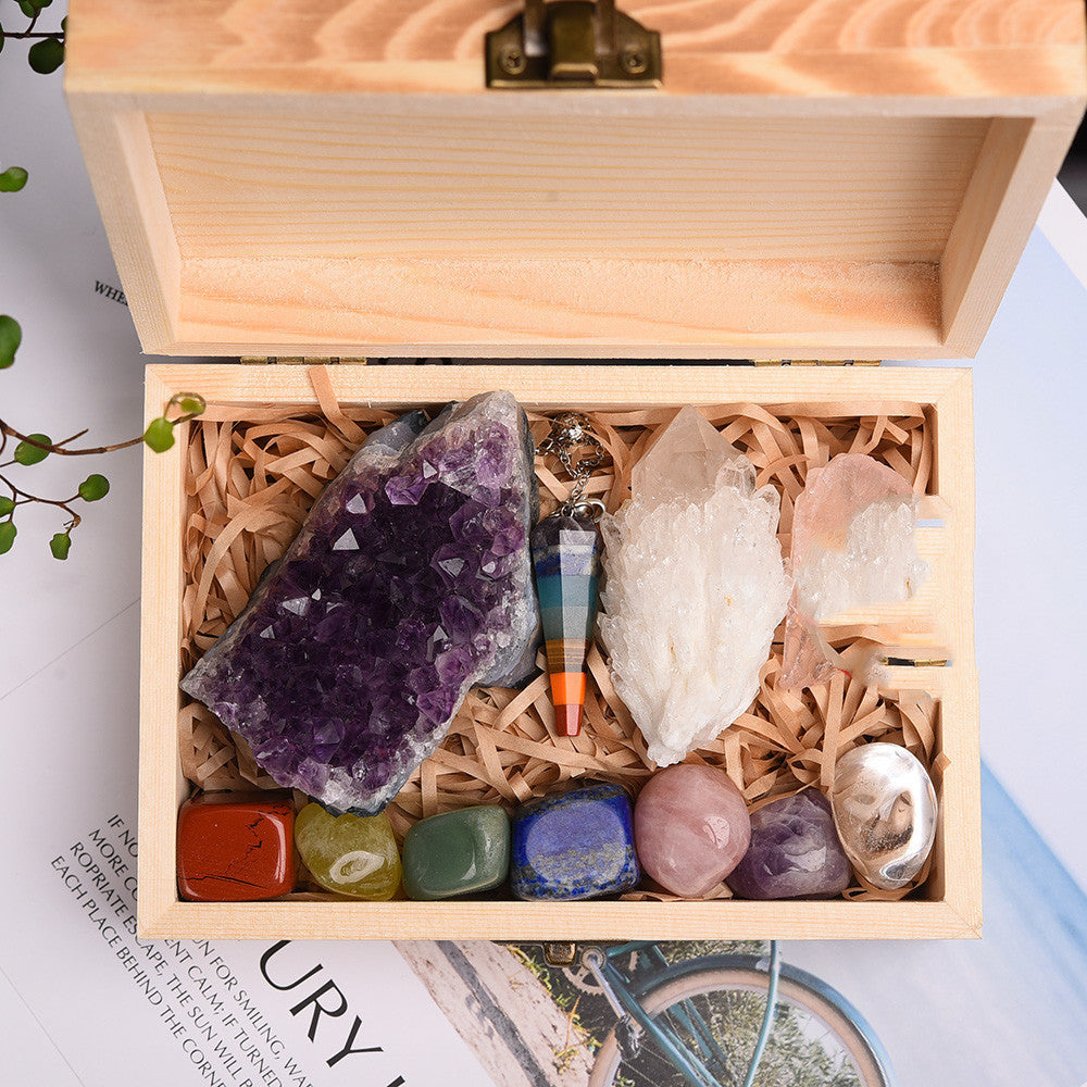 Crystal gift box in wooden case