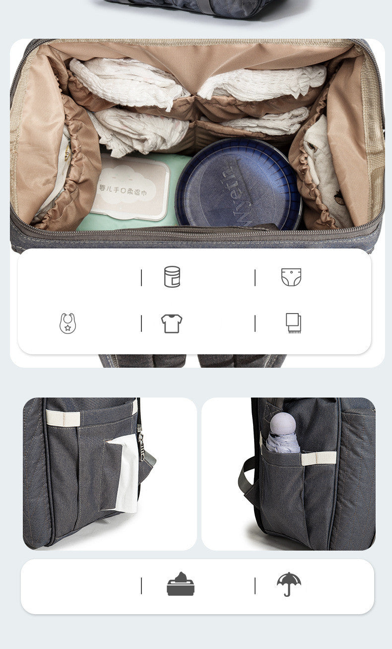 Backpack with folding baby crib