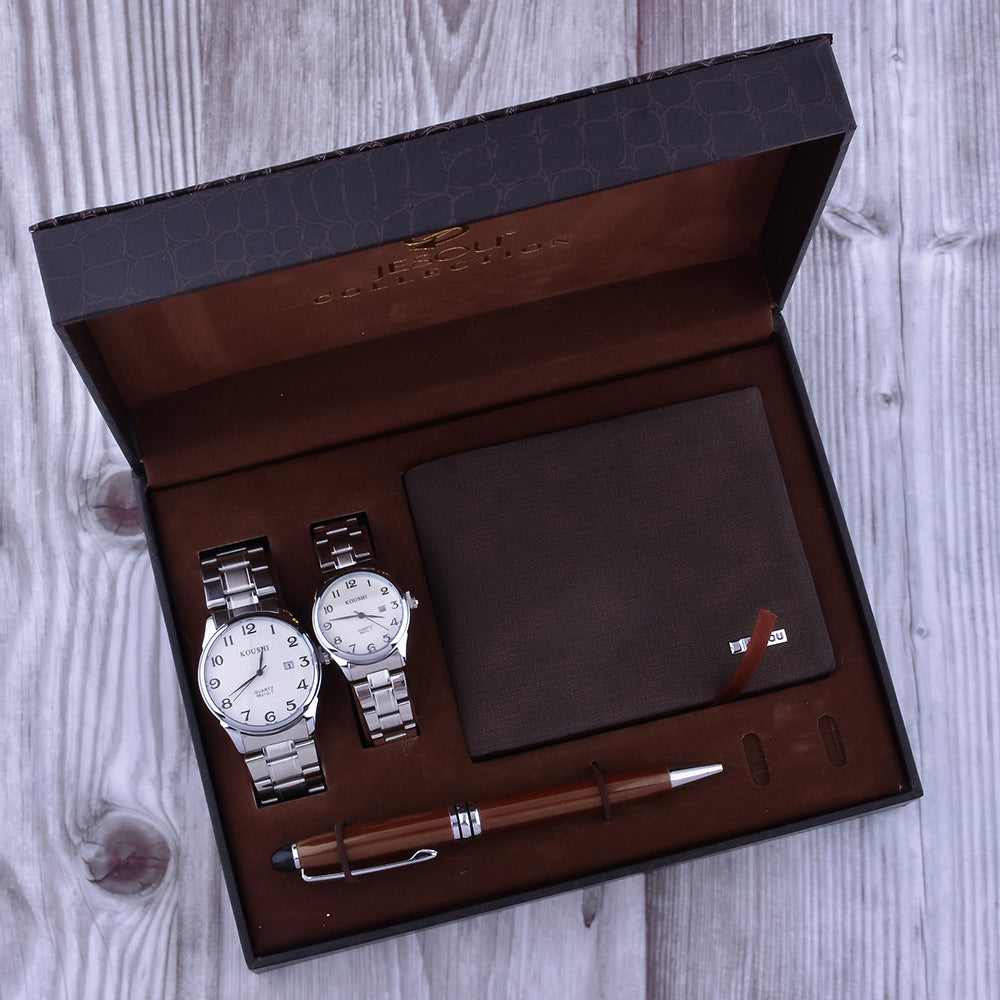 Couple’s matching watch and wallet gift set