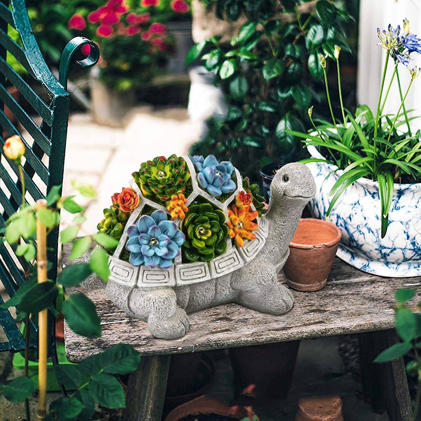 Solar ornaments turtle with flowers