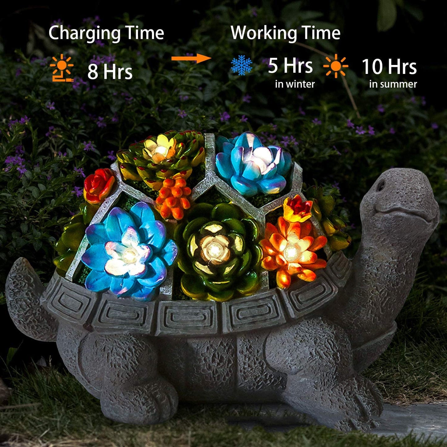 Solar ornaments turtle with flowers