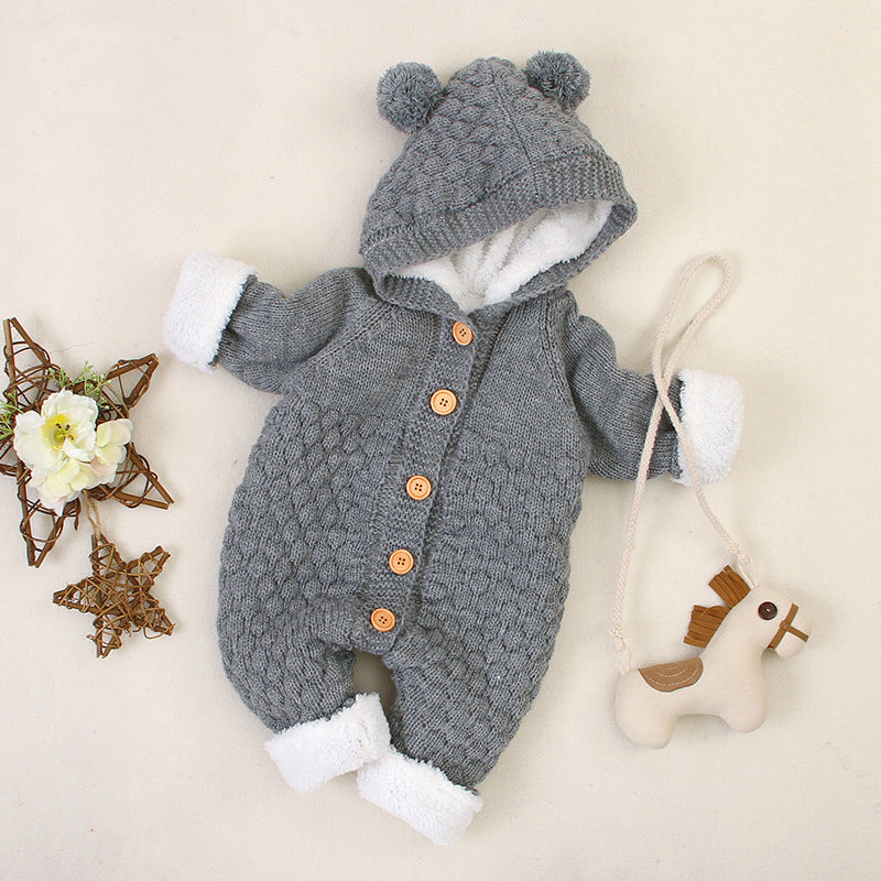 Baby warm knitted jumpsuit