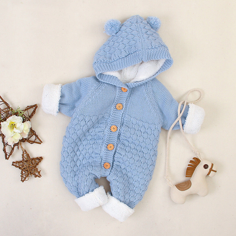 Baby warm knitted jumpsuit