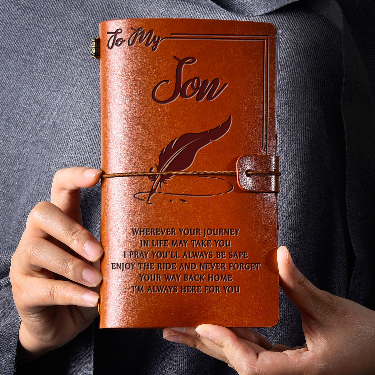 Engraved leather journal notebook