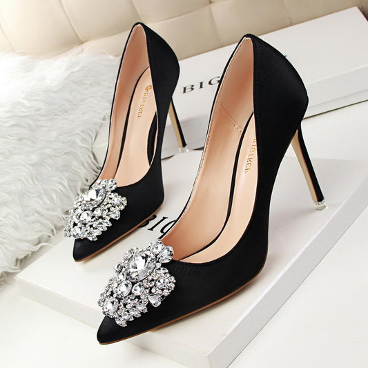 Leather high heels for women