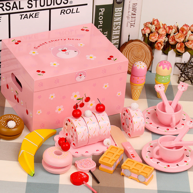 Wooden dessert pretend play set