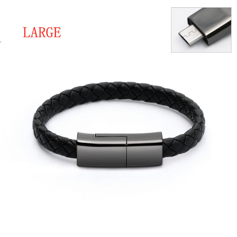 Leather bracelet with built-in charger