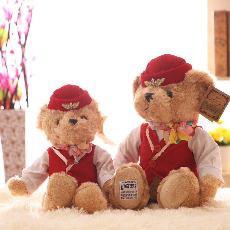 Teddy bear with flight attendant uniform