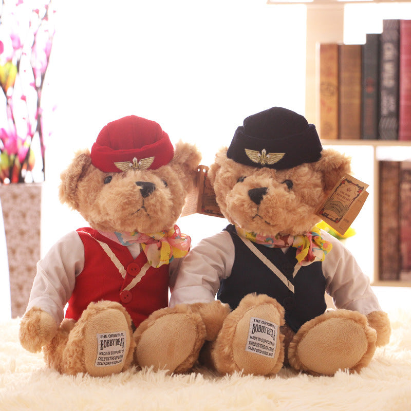 Teddy bear with flight attendant uniform