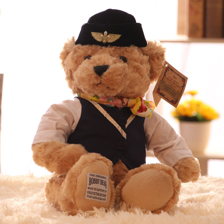 Teddy bear with flight attendant uniform