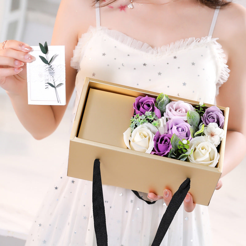 Luxury flower gift box with greeting card