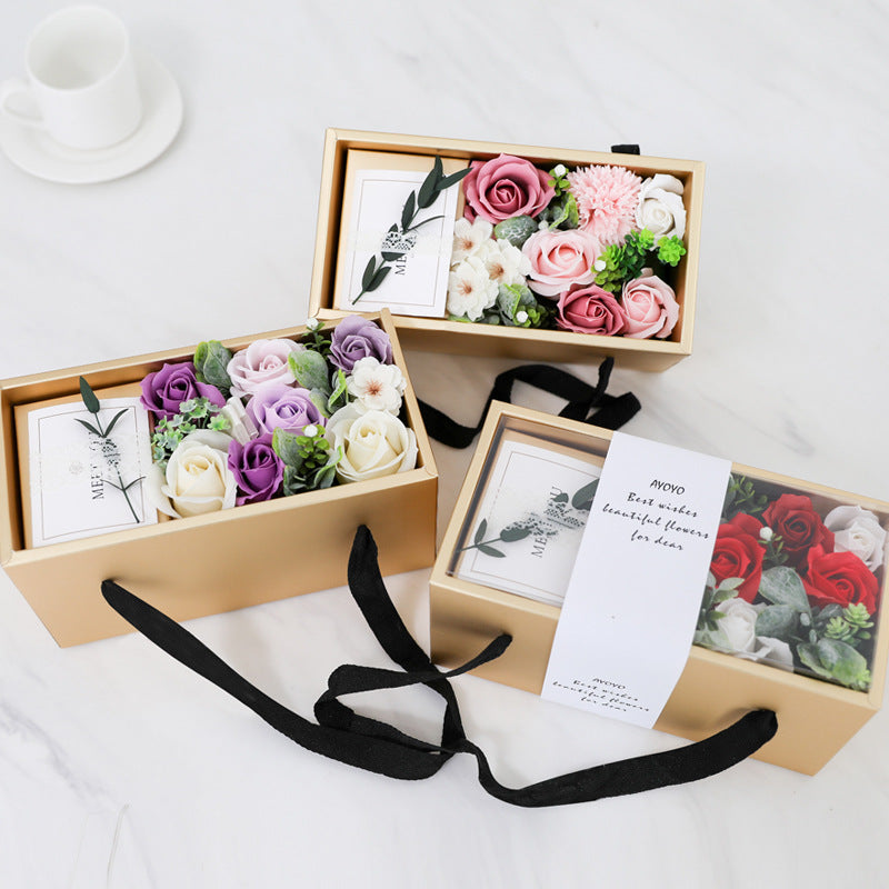 Luxury flower gift box with greeting card