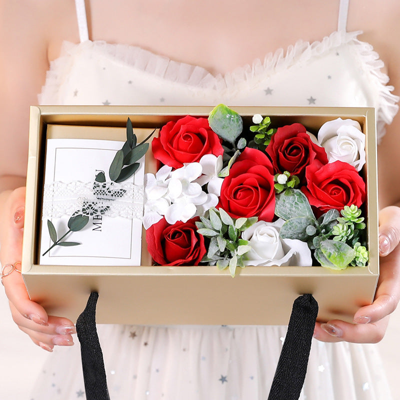 Luxury flower gift box with greeting card