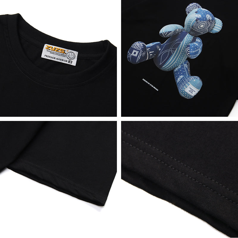 Zorohom Tide Brand Fashion 3D Bear Print Casual Short-Sleeved T-Shirt Women And Men Loose Couples Summer Tops