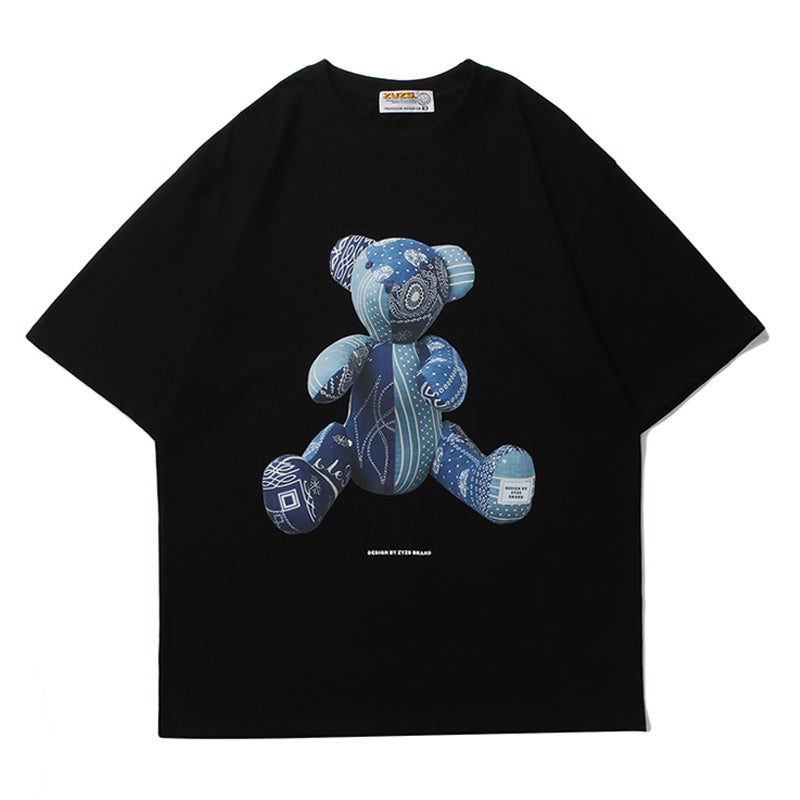 Zorohom Tide Brand Fashion 3D Bear Print Casual Short-Sleeved T-Shirt Women And Men Loose Couples Summer Tops