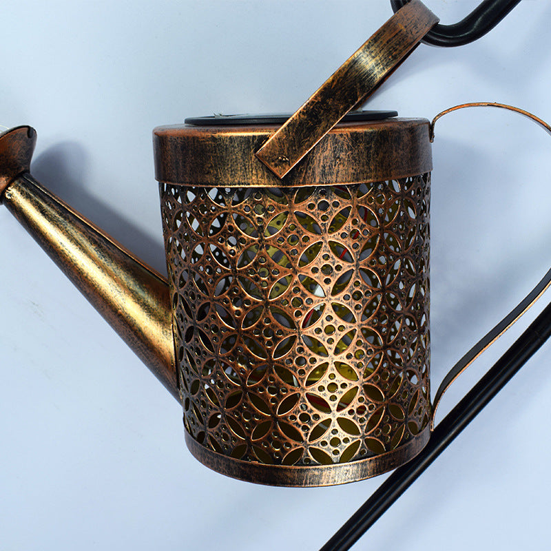 Solar outdoor light watering can