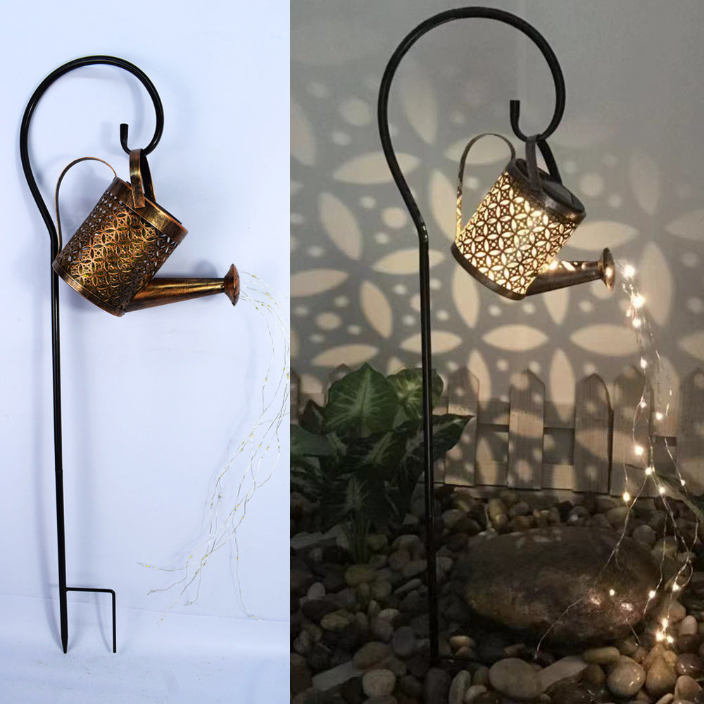 Solar outdoor light watering can