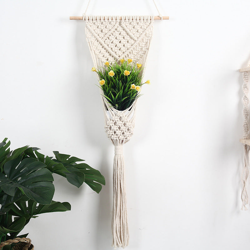 Handmade woven net basket for flowers