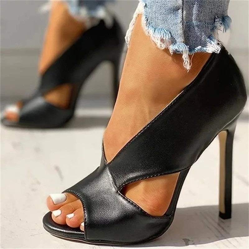 Leather high heels
