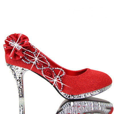 Sparkling red high heels for wedding