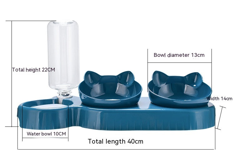Water dispenser with food bowls for pets