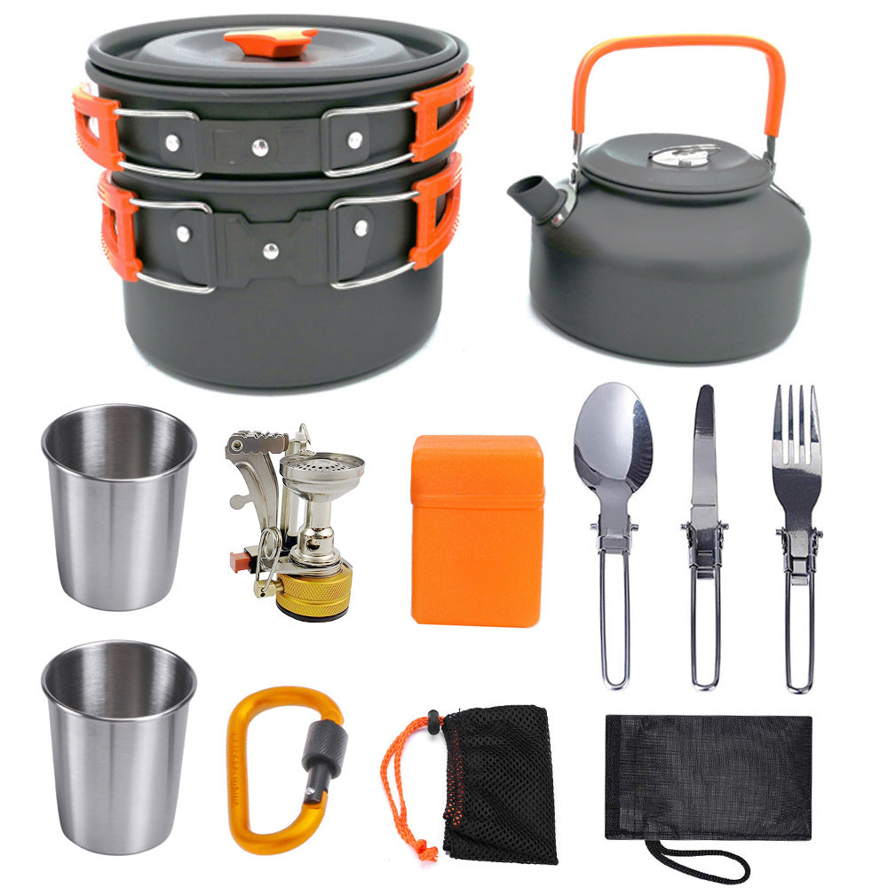 Portable camping cooker stove sets