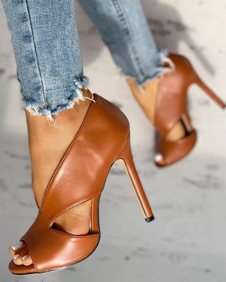 Leather high heels